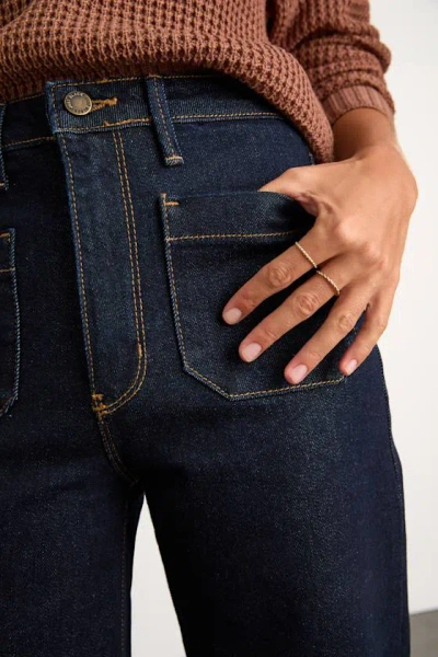 Just Black Halston Dark Wash Denim Wide-leg High-rise Jeans In Black