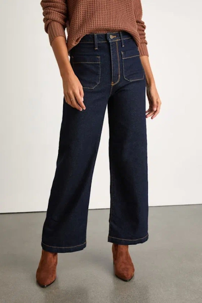 Just Black Halston Dark Wash Denim Wide-leg High-rise Jeans In Black