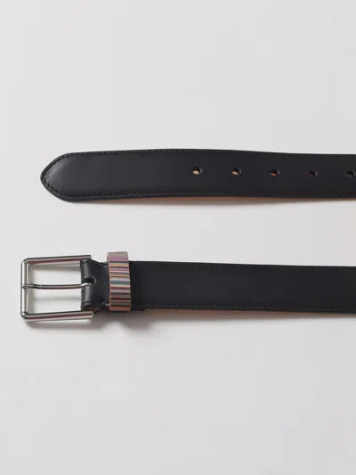 Paul Smith Leather Stripe Loop Belt In Black