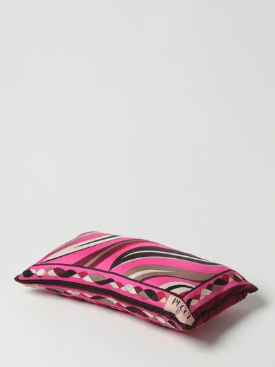 Pucci Cushion In Printed Silk In Pink