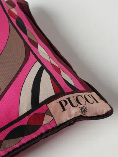 Pucci Cushion In Printed Silk In Pink