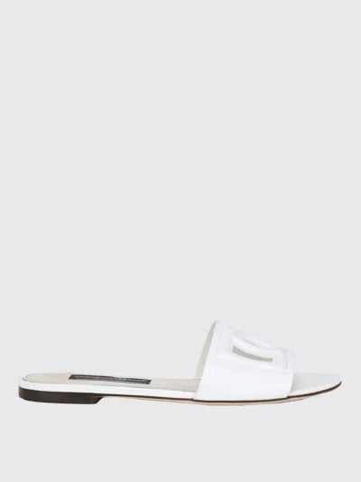 Dolce & Gabbana 5mm Leather-covered Heel Sandals With Calfskin Insole In White