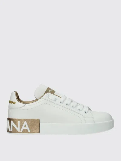 Dolce & Gabbana Calfskin Portofino Sneakers For Women In White