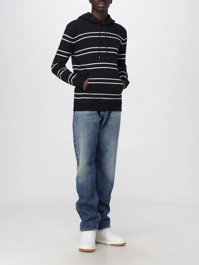 Saint Laurent Sweatshirt In Striped Cotton In Black