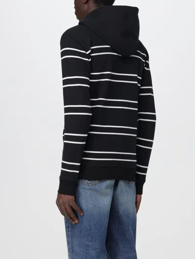 Saint Laurent Sweatshirt In Striped Cotton In Black