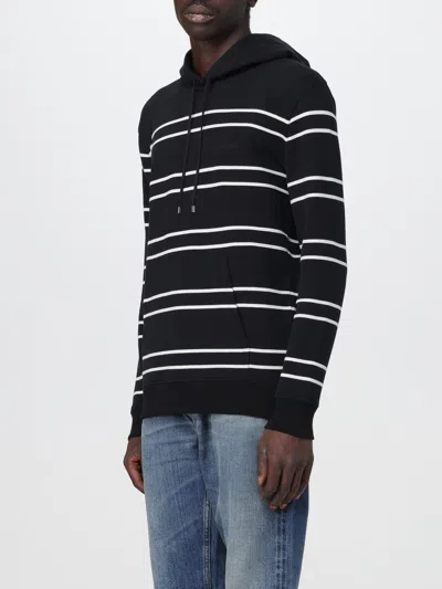 Saint Laurent Sweatshirt In Striped Cotton In Black
