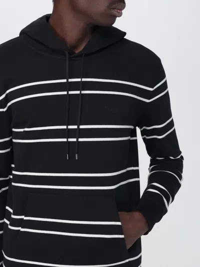 Saint Laurent Sweatshirt In Striped Cotton In Black