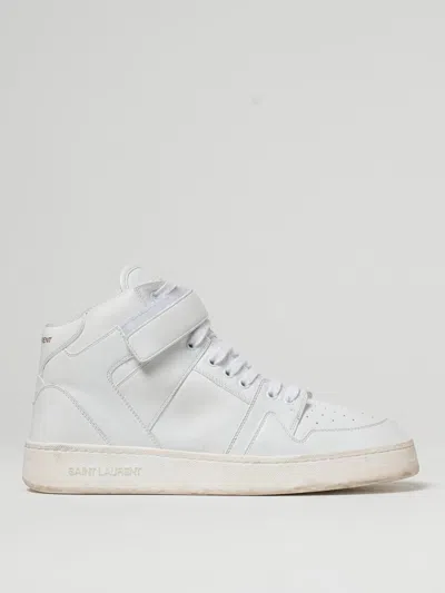 Saint Laurent Lax Sneakers In Washed-out Effect Leather In White