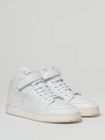 Saint Laurent Lax Sneakers In Washed-out Effect Leather In White