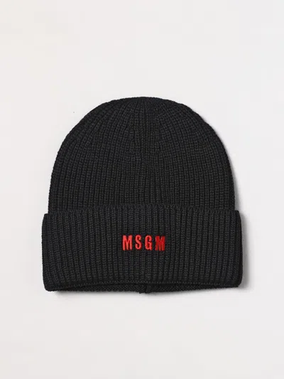 Msgm Hat In Wool Blend In Black