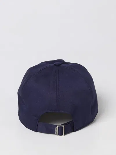 Msgm Hat In Cotton With Embroidered Logo In Blue