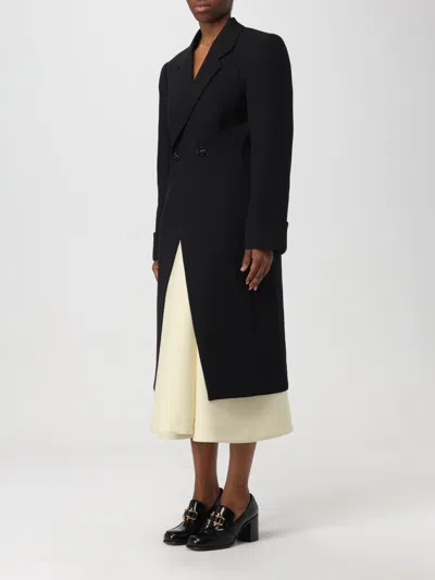 Bottega Veneta Double-breasted Coat In Wool Blend In Black