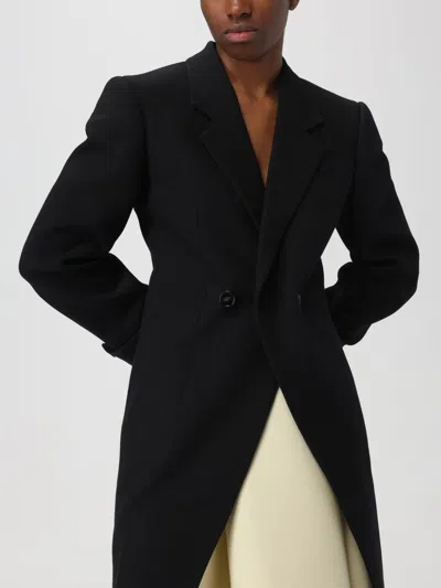 Bottega Veneta Double-breasted Coat In Wool Blend In Black