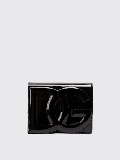 Dolce & Gabbana Elegant Dg Logo Patent Leather Crossbody Handbag In Black