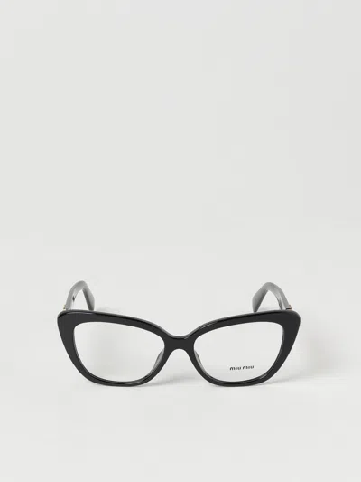 Miu Miu Acetate Eyeglasses With Logo On The Temples In Black