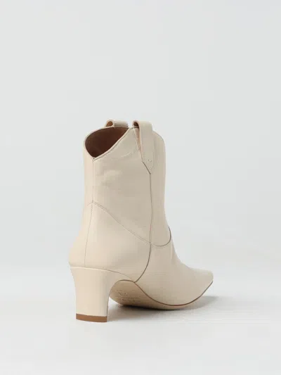 Staud Square-toe Leather Ankle Boots In White