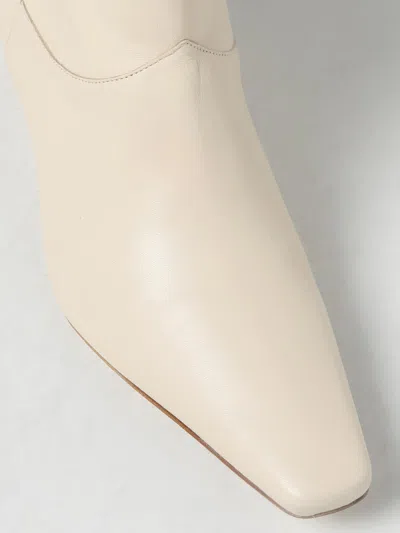 Staud Square-toe Leather Ankle Boots In White