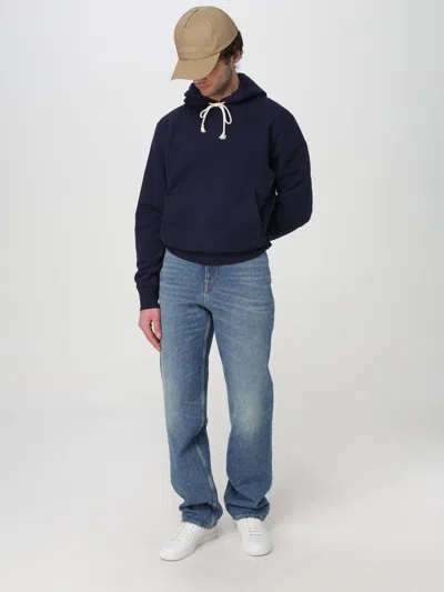 Saint Laurent Midnight Blu Cotton Sweatshirt In Black