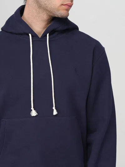 Saint Laurent Midnight Blu Cotton Sweatshirt In Black