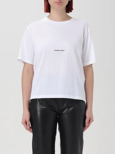Saint Laurent Solid Basic T-shirts In White