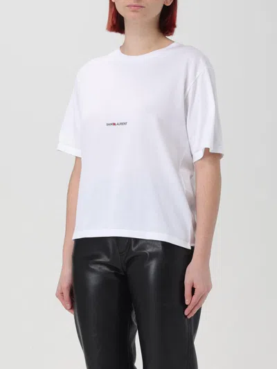 Saint Laurent Solid Basic T-shirts In White
