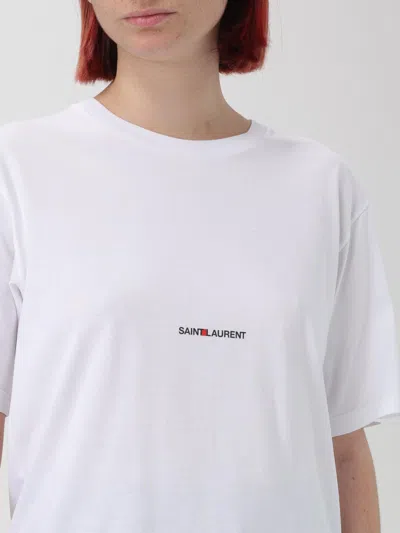 Saint Laurent Solid Basic T-shirts In White