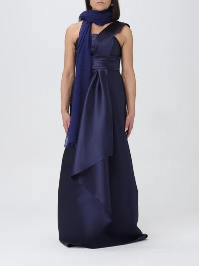 Alberta Ferretti Rectangular Design Scarf In Blue