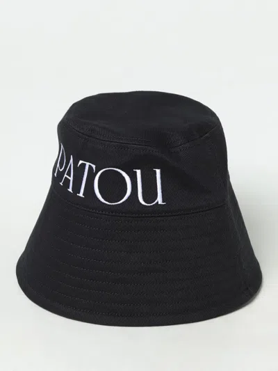 Patou Bucket Hat Cotton Curved Brim In Black