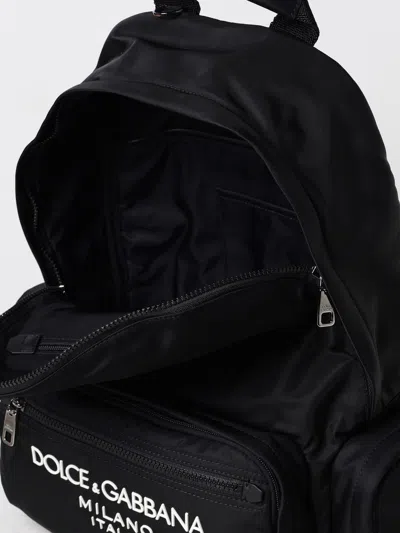 Dolce & Gabbana Sleek Black Backpack With Prominent White Logo Print In Black