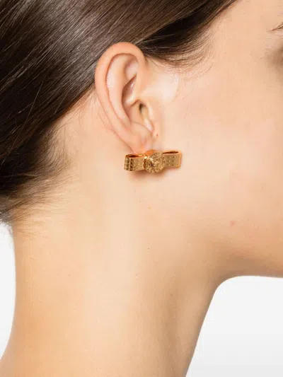 Versace Engraved Metal Earrings Design In Gold