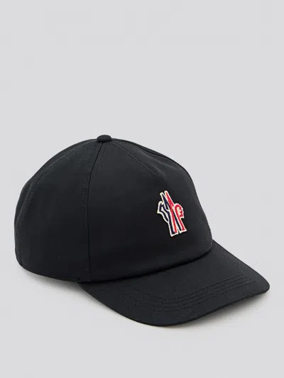Moncler Grenoble Logo Patch Cotton Twill Baseball Cap In Black