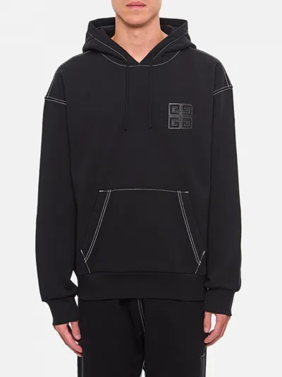 Givenchy Black Hoodie With 4g Logo Detail On Front In Cotton Man