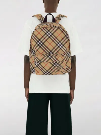 Burberry Check Pattern Backpack With Front Pocket In Multi
