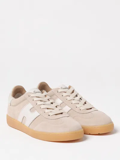 Hogan Patch Logo Suede Trainers In Neutral