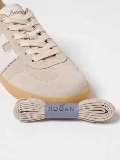 Hogan Patch Logo Suede Trainers In Neutral