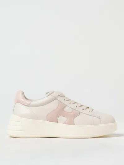 Hogan Leather Sneakers Rebel Panelled Platform Round Suede In White
