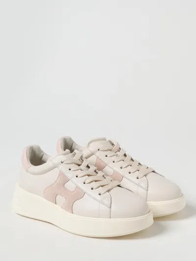 Hogan Leather Sneakers Rebel Panelled Platform Round Suede In White