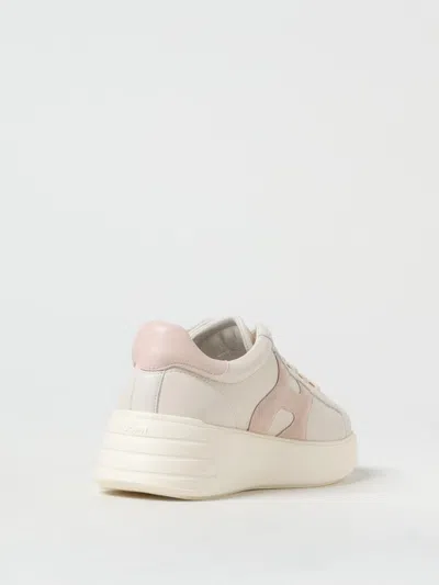 Hogan Leather Sneakers Rebel Panelled Platform Round Suede In White