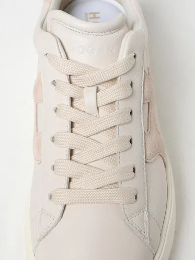 Hogan Leather Sneakers Rebel Panelled Platform Round Suede In White