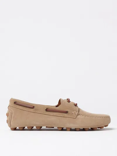 Tod's Suede Biscuit Leather Loafers With Rubber Sole In Brown