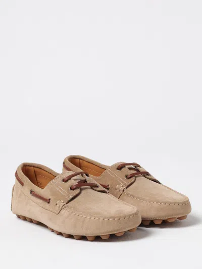Tod's Suede Biscuit Leather Loafers With Rubber Sole In Brown