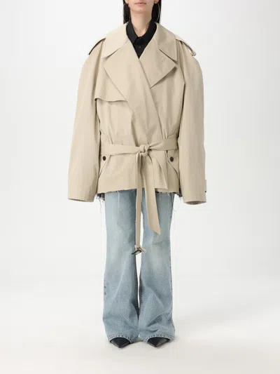 Balenciaga Beige Cropped Trench Coat In Cotton Twill Women In White