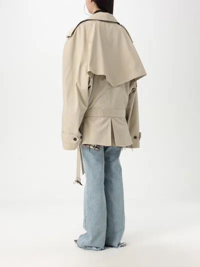 Balenciaga Beige Cropped Trench Coat In Cotton Twill Women In White