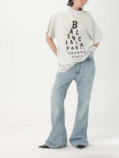 Balenciaga Women Chalk Coton Oversize Shirt In Multi