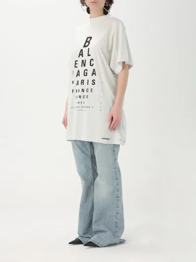 Balenciaga Women Chalk Coton Oversize Shirt In Multi