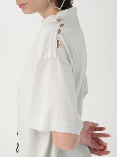 Balenciaga Women Chalk Coton Oversize Shirt In Multi