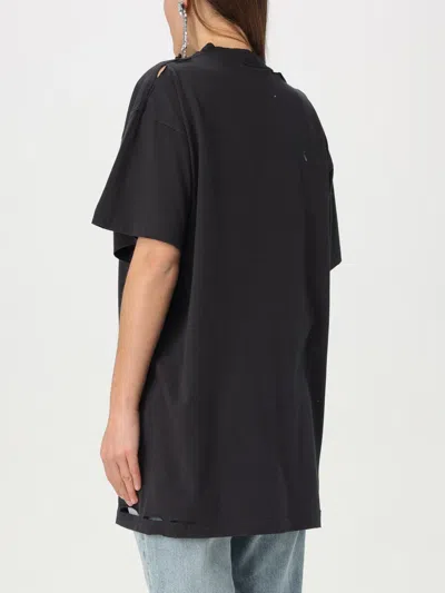 Balenciaga High Neck Black Tee With Contrasting Text In Black