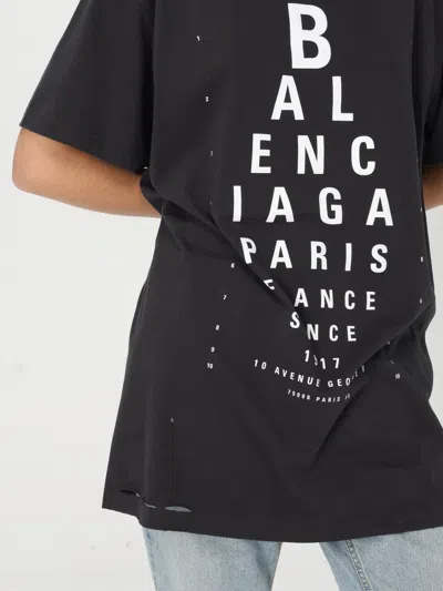 Balenciaga High Neck Black Tee With Contrasting Text In Black