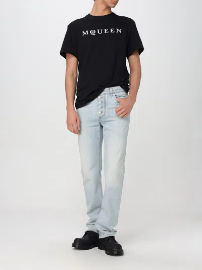 Alexander Mcqueen Logo Lettering Crewneck T-shirt In Black