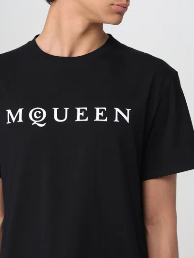 Alexander Mcqueen Logo Lettering Crewneck T-shirt In Black